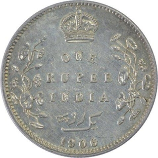 Silver One Rupee Coin of King Edward VII of Calcutta Mint of 1906.