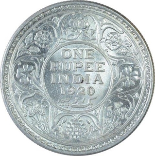 Silver One Rupee Coin of King George V of Calcutta Mint of 1920.