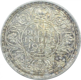 Silver One Rupee Coin of King George VI of  Bombay Mint of 1938.