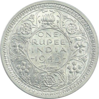 Silver One Rupee Coin of King George VI of  Bombay Mint of 1945.