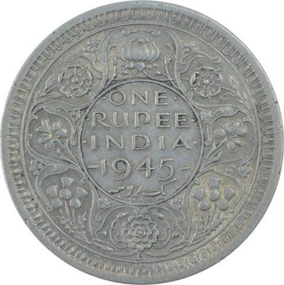 Silver One Rupee Coin of King George VI of Lahore Mint of 1945.