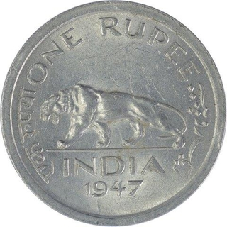 Nickel One Rupee Coin of King George VI of Lahore Mint of  1947.