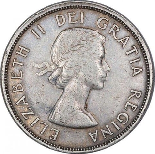 Silver Dollar Coin of Elizabeth II of Canada.