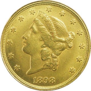 Gold Twenty Dollars Coin of United States of America of the year 1898.