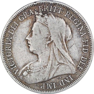 Silver One Shilling Coin of Victoria of Great Britain.