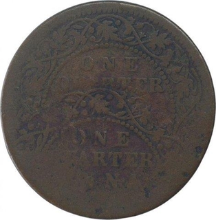 Error Copper One Quarter Anna Coin of Victoria Empress.