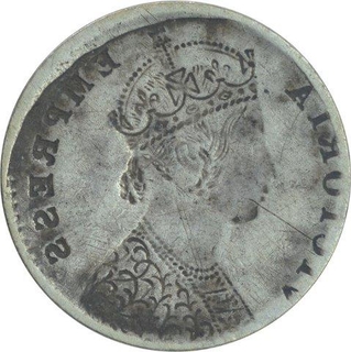 Error Silver Two Annas Coin of Victoria Empress.