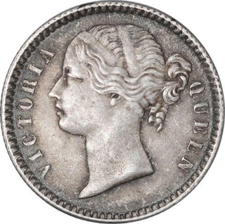 Error Silver Quarter Rupee Error Coin of Victoria Queen of Calcutta Mint of 1840.