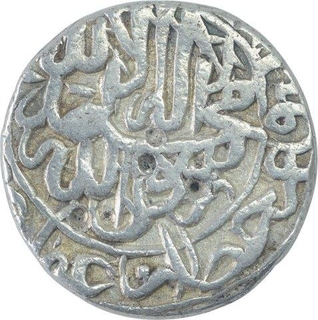 Silver One Rupee Coin of Akbar of Qila Alwar Mint.