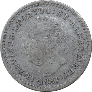 Silver One Eighth Rupia Coin of Luiz I of Indo Portuguese.