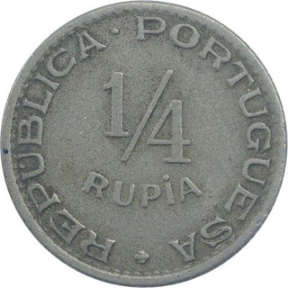 Copper Nickel Quarter Rupia Coin of Portuguese Administration of Indo Portuguese.