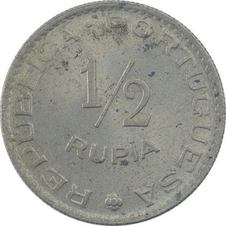 Copper Nickel Half Rupia Coin of Indo Portuguese.