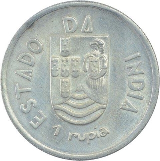 Silver One Rupia Coin of Portuguese Administration of Indo Portuguese.