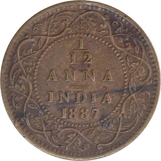 Copper One Twelfth Anna Coin of Victoria Empress of Bombay Mint of 1887.