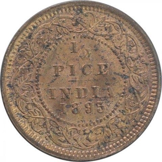 Copper Half Pice Coin of Victoria Empress of Calcutta Mint of 1895.