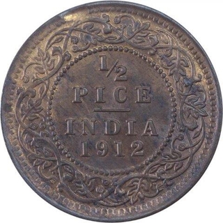 Bronze Half Pice Coin of King George V of Calcutta Mint of 1912.