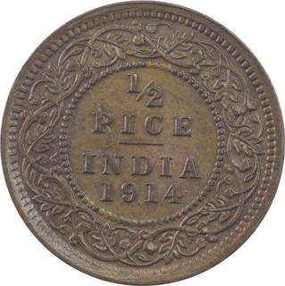 Bronze  Half Pice Coin of King George V of Calcutta Mint of 1914.