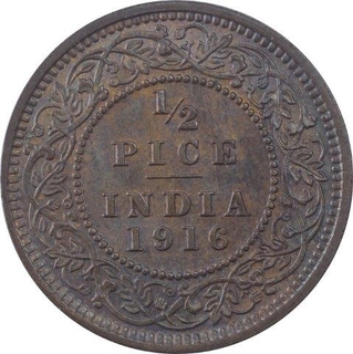 Bronze Half Pice Coin of King George V of Calcutta Mint of 1916.