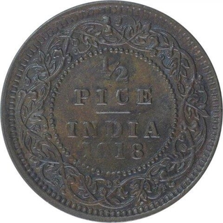 Bronze Half Pice of Coin of King George V of Calcutta Mint of 1918.