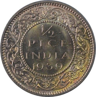 Bronze Half Pice Coins of King George VI of Calcutta Mint of 1939.