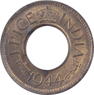 Bronze One Pice Coin of King George VI of Bombay Mint of 1944.