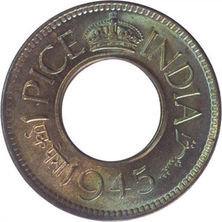 Bronze One Pice Coin of King George VI of Calcutta Mint of 1945.