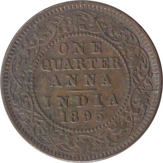 Copper One Quarter Anna Coin of Victoria Empress of Calcutta Mint of 1895.