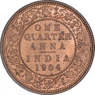 Copper One Quarter Anna Coin of King Edward VII of Calcutta Mint of 1904.