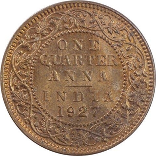 Copper One Quarter Anna Coin of George V of Bombay Mint of 1927.