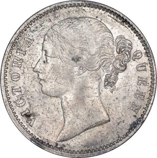 Silver One Rupee Coin of Victoria Queen of Calcutta Mint of 1840.