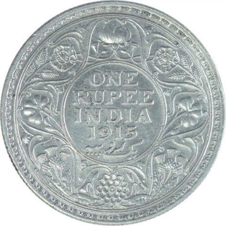 Silver One Rupee Coin of King George V of Bombay Mint of 1915.