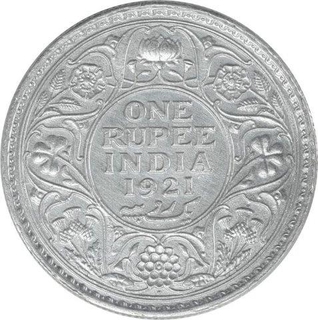 Silver One Rupee Coin of King George V of Bombay Mint of 1921.