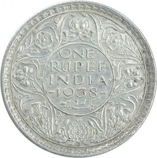 Silver One Rupee Coin of King George VI of Bombay Mint of 1938.