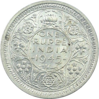 Silver One Rupee Coin of King George VI of Bombay Mint of 1945.