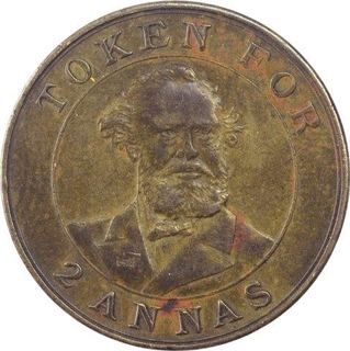 Copper Two Annas Coin of Coffee Token of British India.