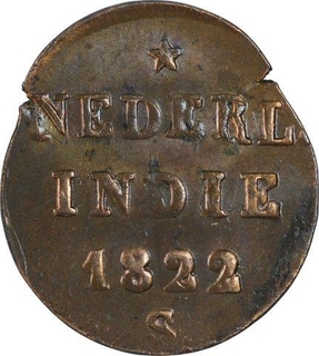 Error Copper One Eighth Stuiver coin of  Willem I of Dutch Indie.