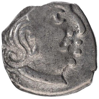 Silver Drachma Coin of Dhahrasena of Traikutakas.