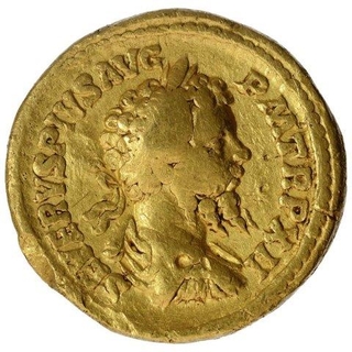 Very Rare Gold Aureus Coin of Septimius Severus of Roman Empire.