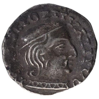 Silver Drachma Coin of Isvaradatta of Western Kshatrapas.