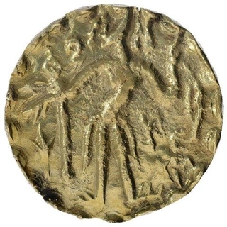 Gold Dinar Coin of Sridhara Rata of Post Guptas.