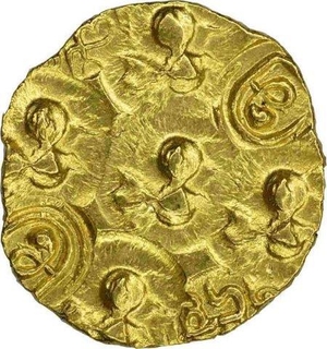 Punch Marked Gold Gadyana  Coin of Chalukyas of Kalyani.