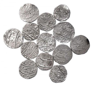 Silver One Rupee Coins of Farrukhsiyar of Different Mints.