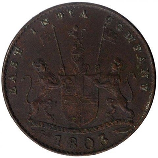 Copper Ten Cash Coin of Madras Presidency.