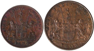 Copper V Cash and X Cash Coins of Soho Mint of Madras Presidency.