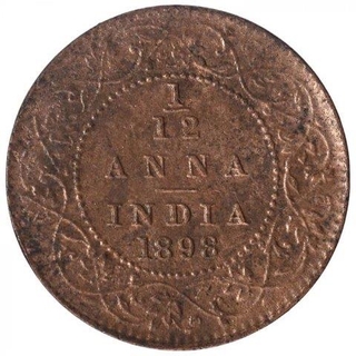 Copper One Twelfth Anna Coin of Victora Empress of 1898.