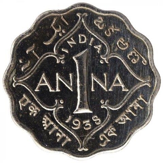 Copper Nickel One Anna Proof Coin of King George VI of Calcutta Mint 1938.