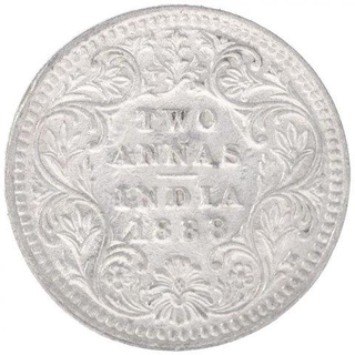 Silver Two Annas Coin of Victoria Empress of Calcutta Mint of 1888.