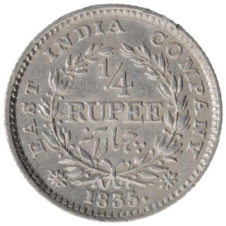 Silver One Quarter Rupee Coin of King William IIII of Calcutta Mint of  1835.