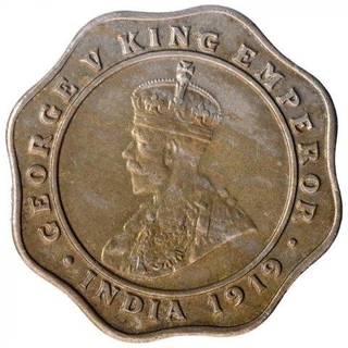 Copper Nickel Four Annas Coin of King George V of Calcutta Mint of 1919.