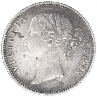 Silver Half Rupee Coin of Victoria Queen of Calcutta Mint of 1840.